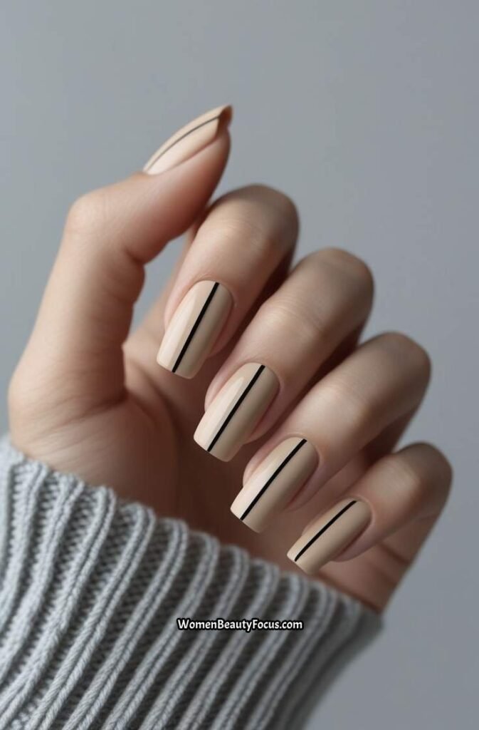 8. Minimalist Black Line Short Nails