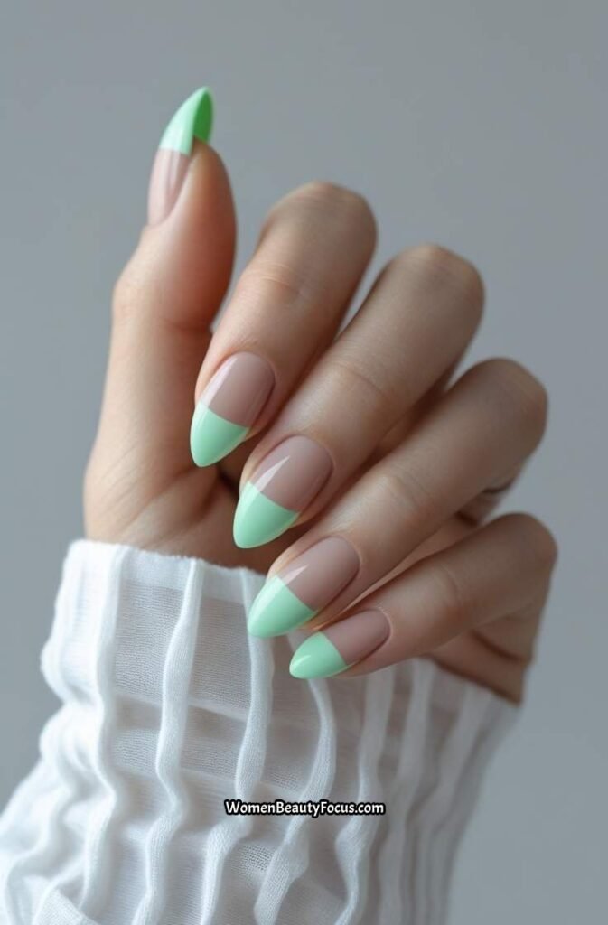 8. Mint Green Tips on Neutral Base