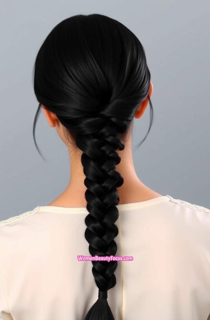 8. Sleek Braided Ponytail Back View