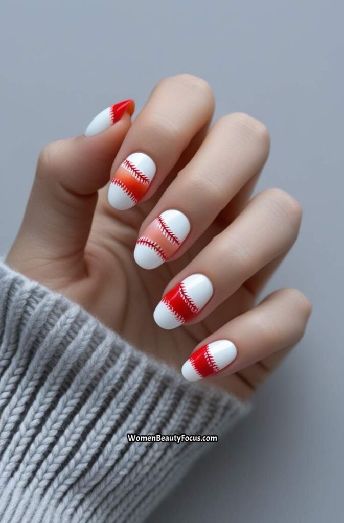 8. Soft Ombre Baseball Nails