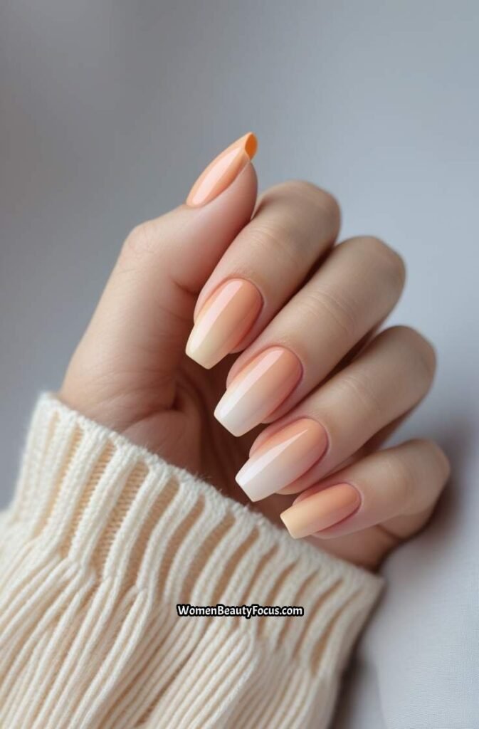 8. Soft Peach Gradient Nails
