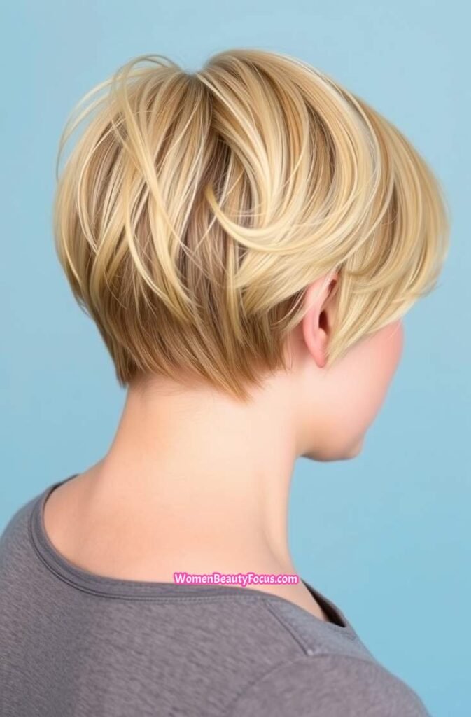 8. Softly Layered Pixie with Side Part Back View