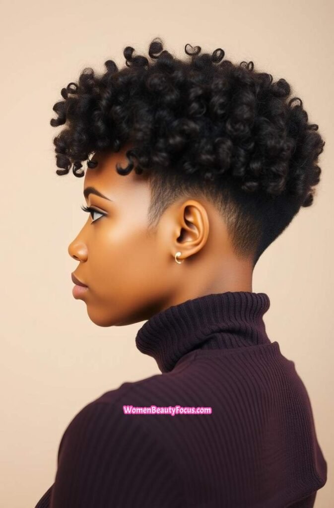 8. Tapered Cut with Coily Crown Side View