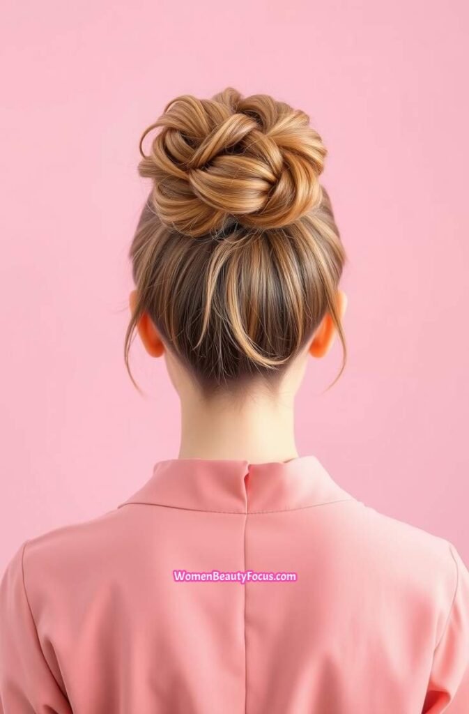 8. Textured High Bun Back View