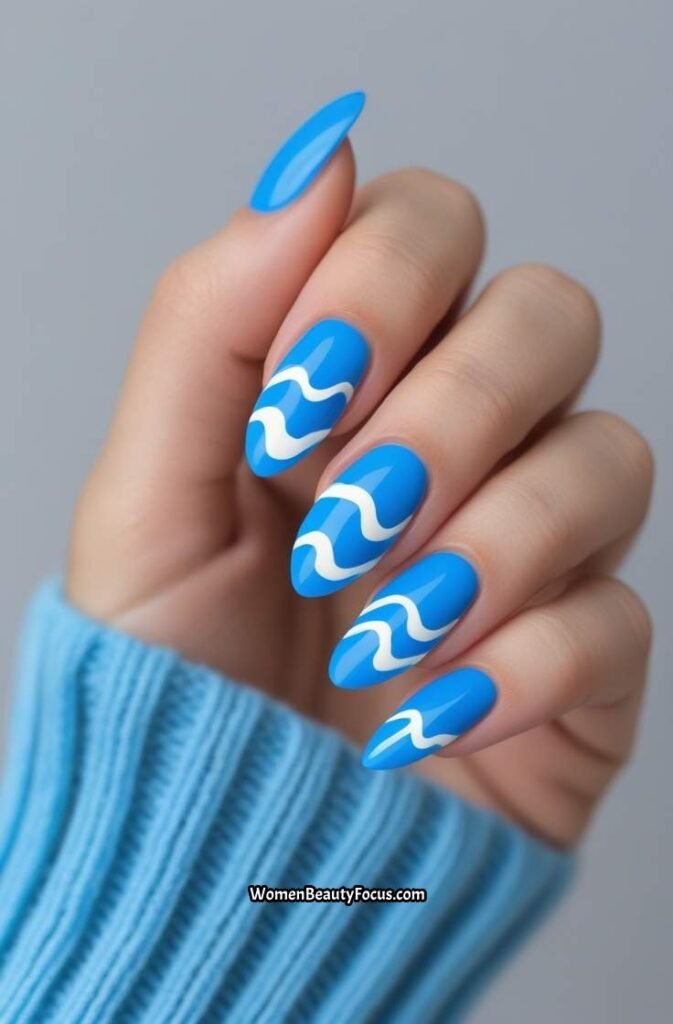 9. Bright Blue and White Waves