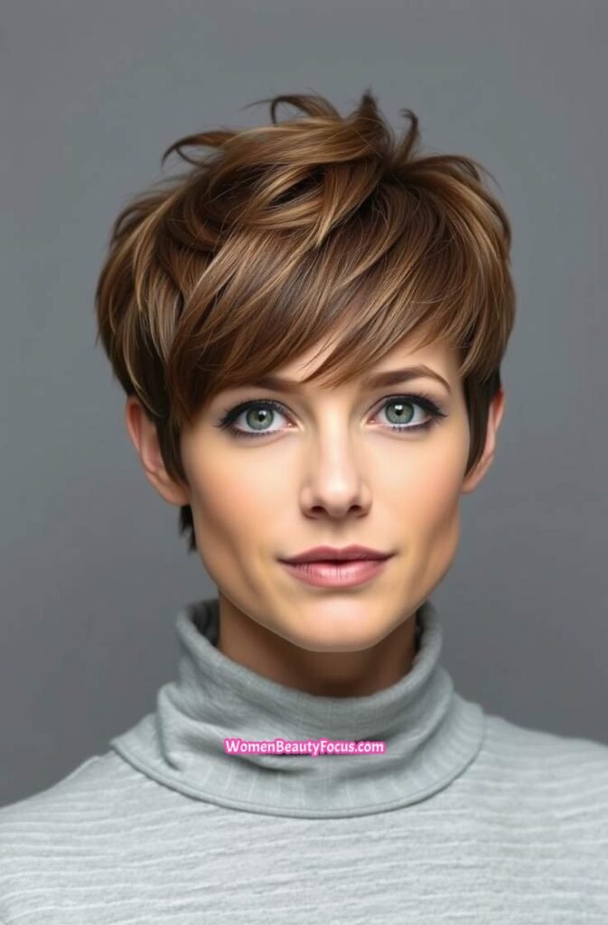 9. Cinnamon Pixie Cut with Tousled Texture Front View