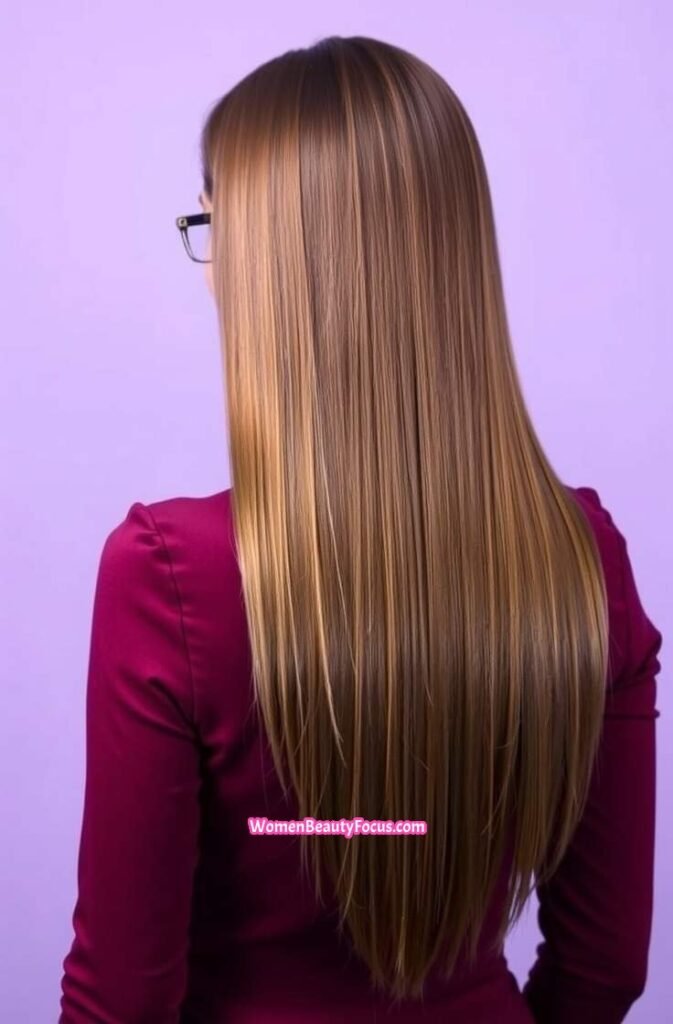 9. Glossy Straight Back Hair Front View