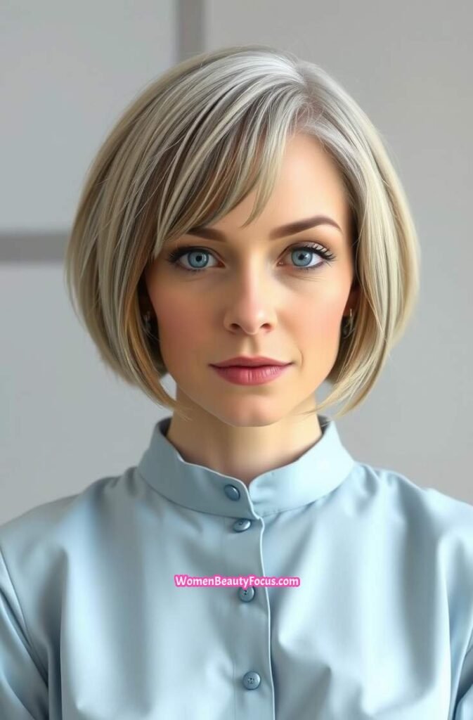 9. Grey Bob with Subtle Highlights FrontStraight View