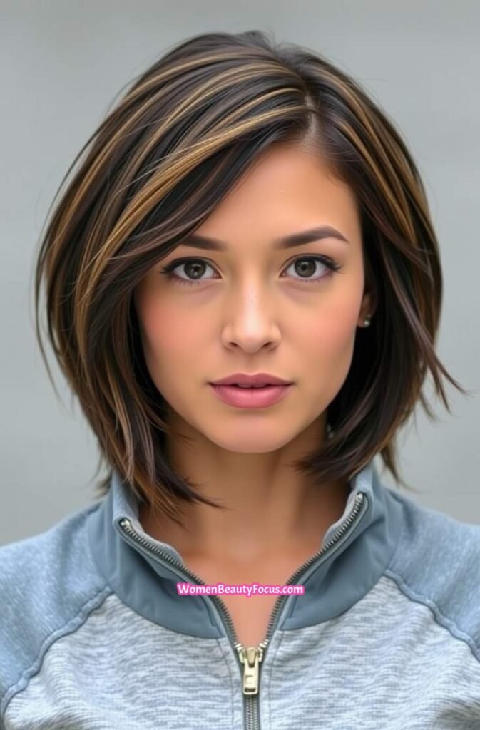9. Layered Bob with Side Bangs Front View