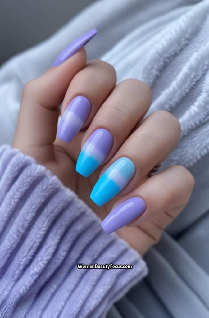 9. Lilac and Sky Aura Nails