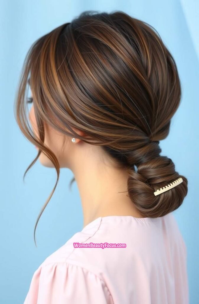 9. Low Ponytail with Claw Clip Front View