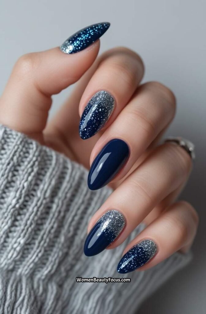 9. Navy Blue with Glitter Accents
