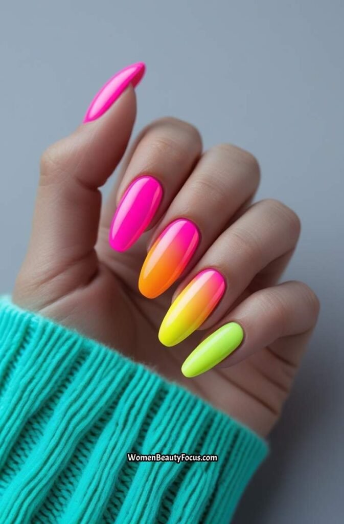 9. Neon Gradient Nails for Bold Summer Style