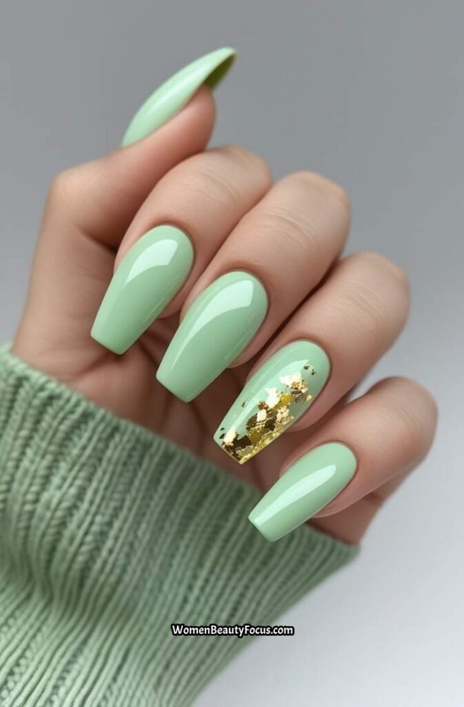 9. Pale Green with Gold Foil Accents