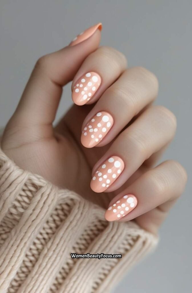9. Peachy Pink with White Dots