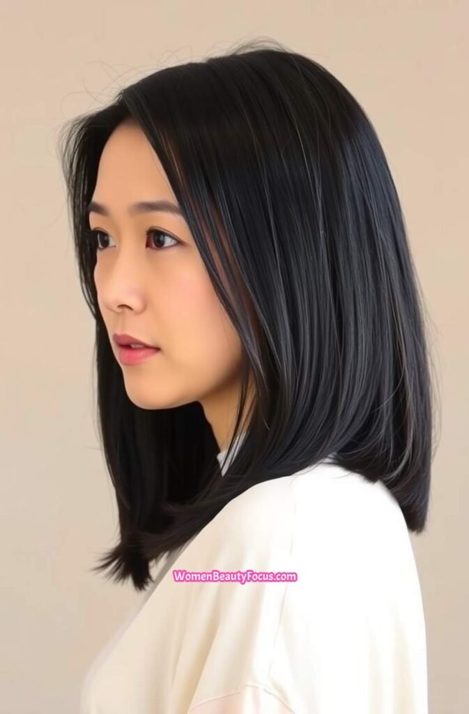 9. Sleek Straight Hair with Tucked Ends Front View