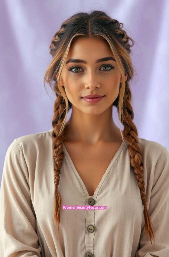 9. Soft Messy Braids FrontStraight View