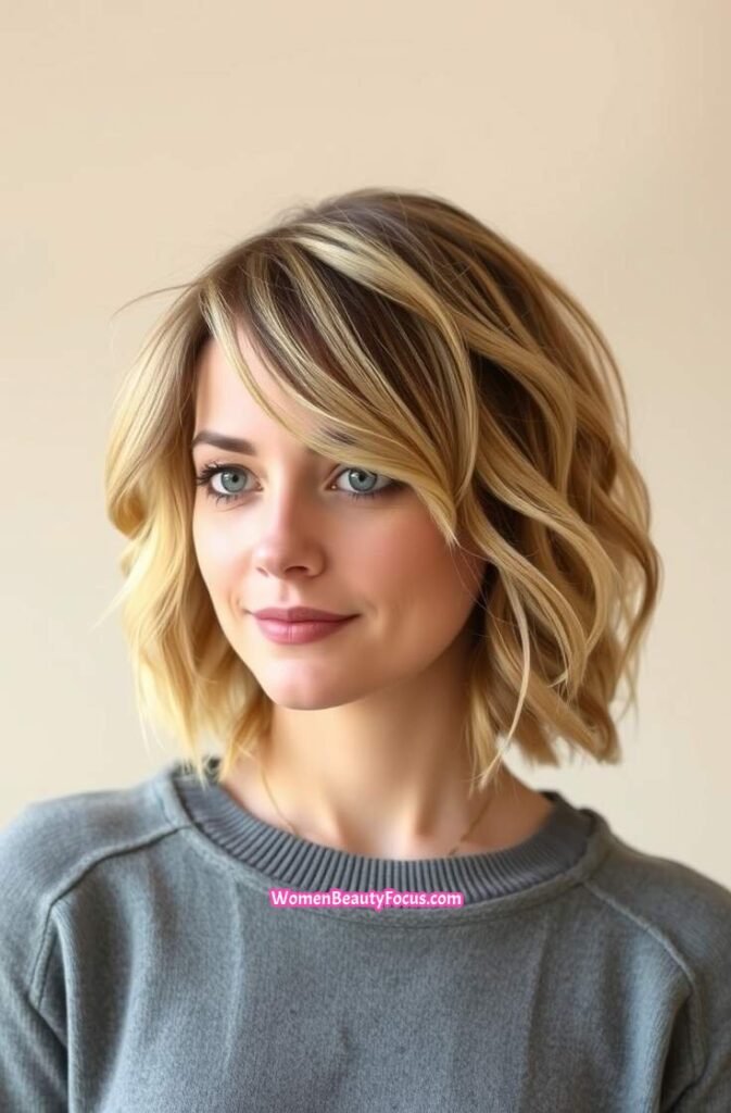 9. Softly Tousled Lob with Layers FrontStraight View
