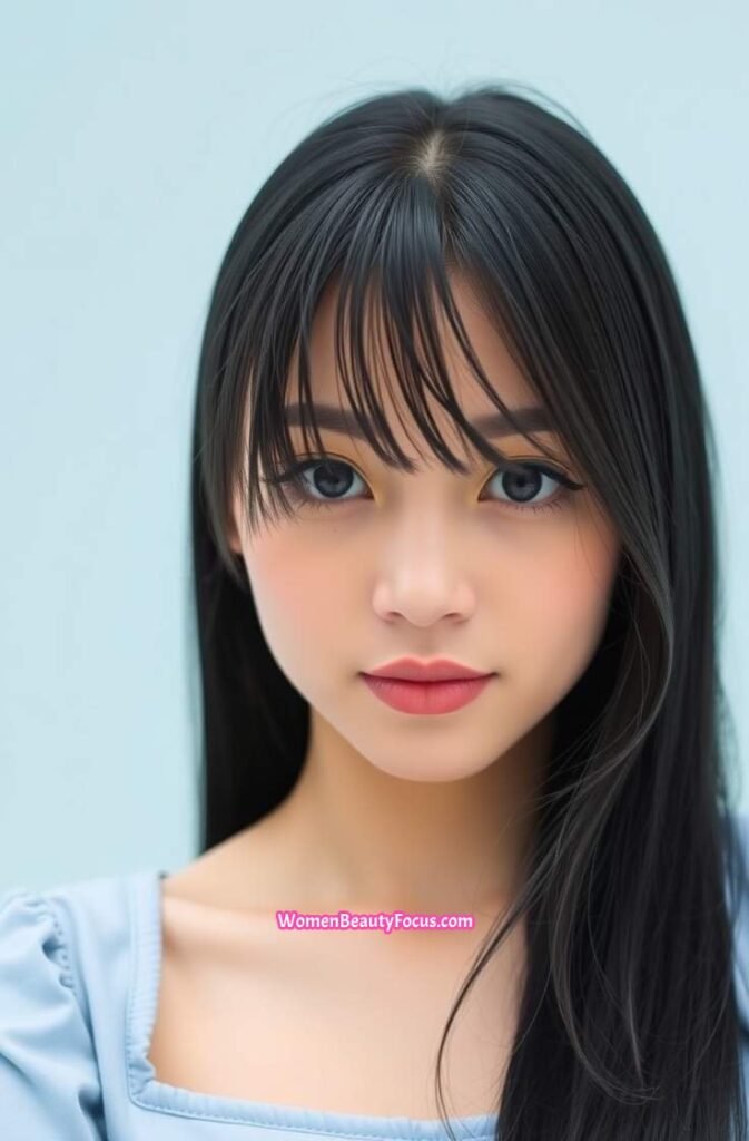 9. Wispy Bangs with Sleek Straight Hair FrontStraight View