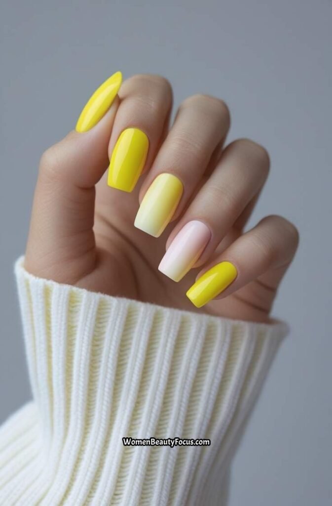 9. Yellow Gradient Ombre Nails
