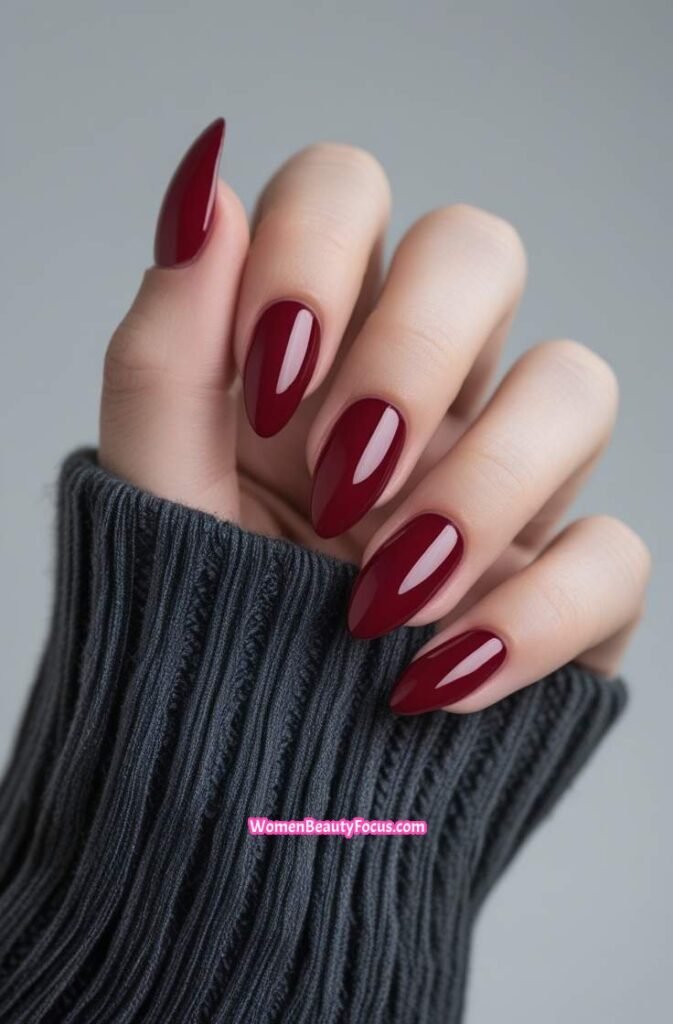 1. Classic Cherry Red Nails with Glossy Finish