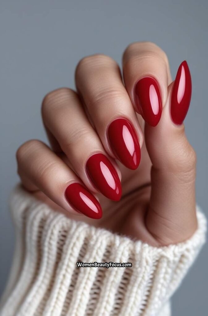 1. Classic Red Cherry Nails with Glossy Finish