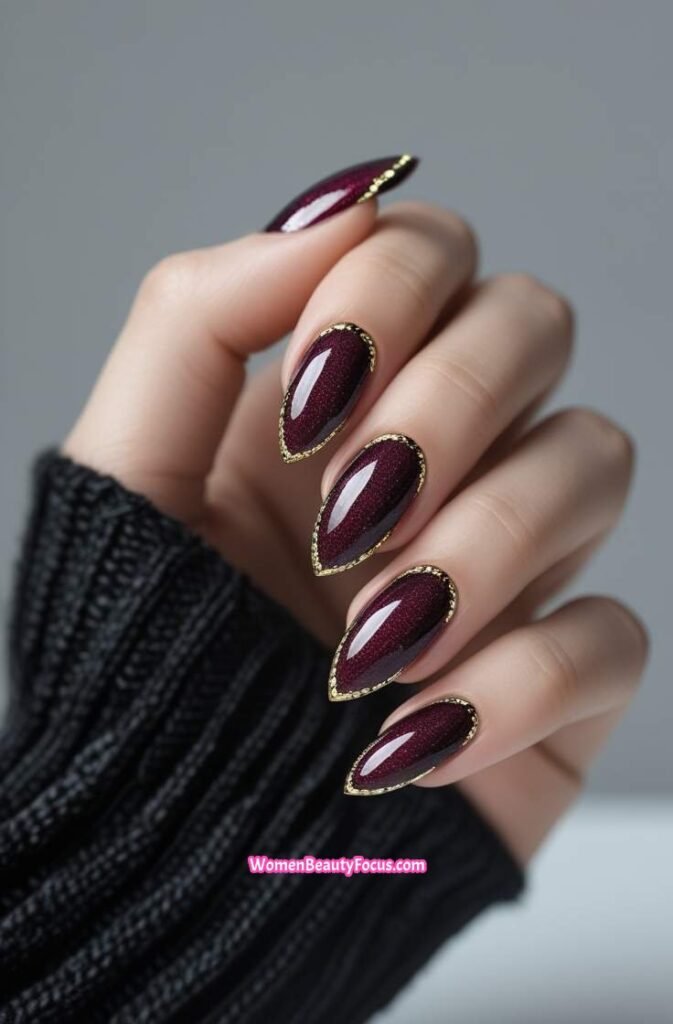 1. Shimmering Cat Eye Nails with Gold Highlights