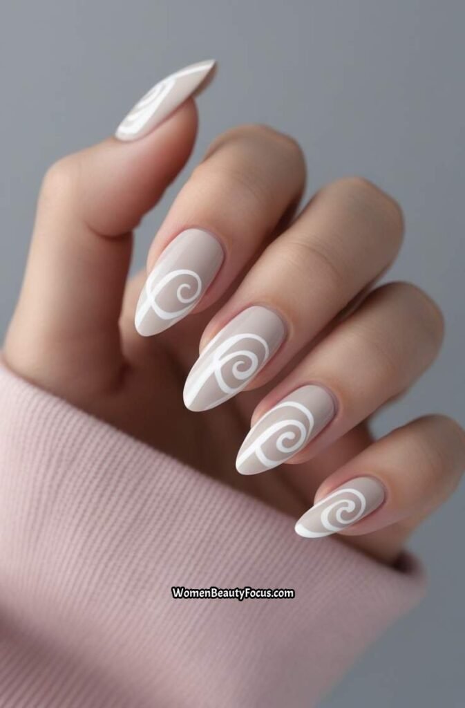 10. Abstract White Swirls on Neutral Base
