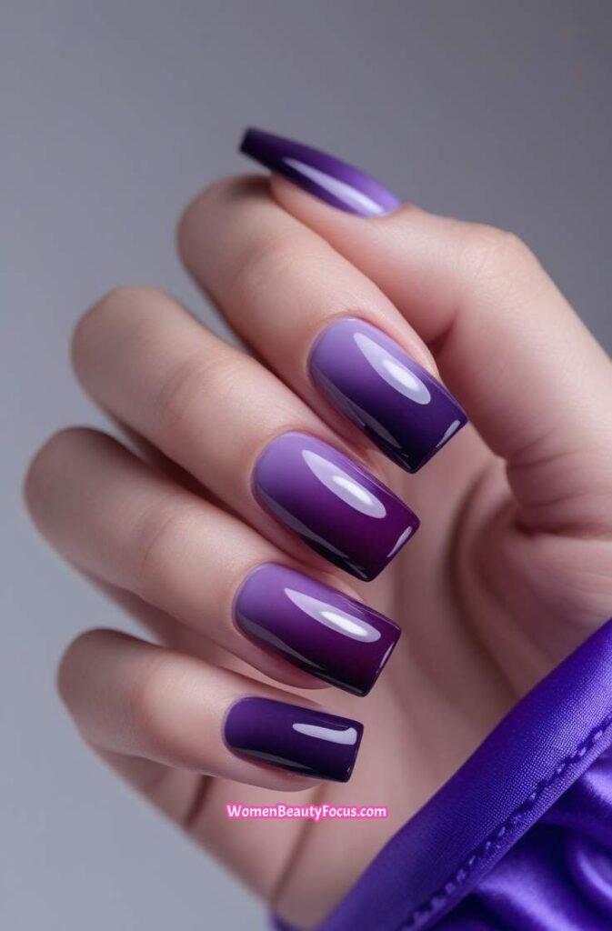 10. Gradient Purple Square Nails