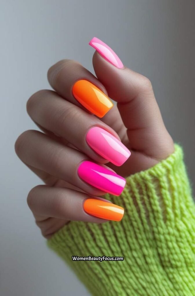 10. Neon Accent Nails