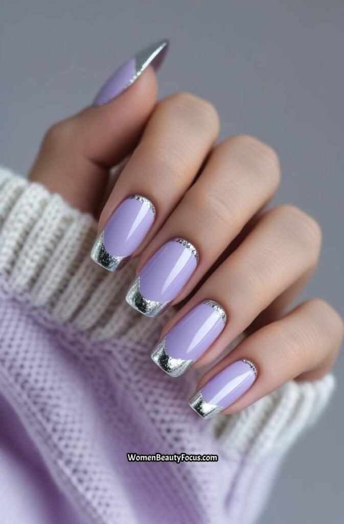 10. Pastel Lavender and Silver Nails