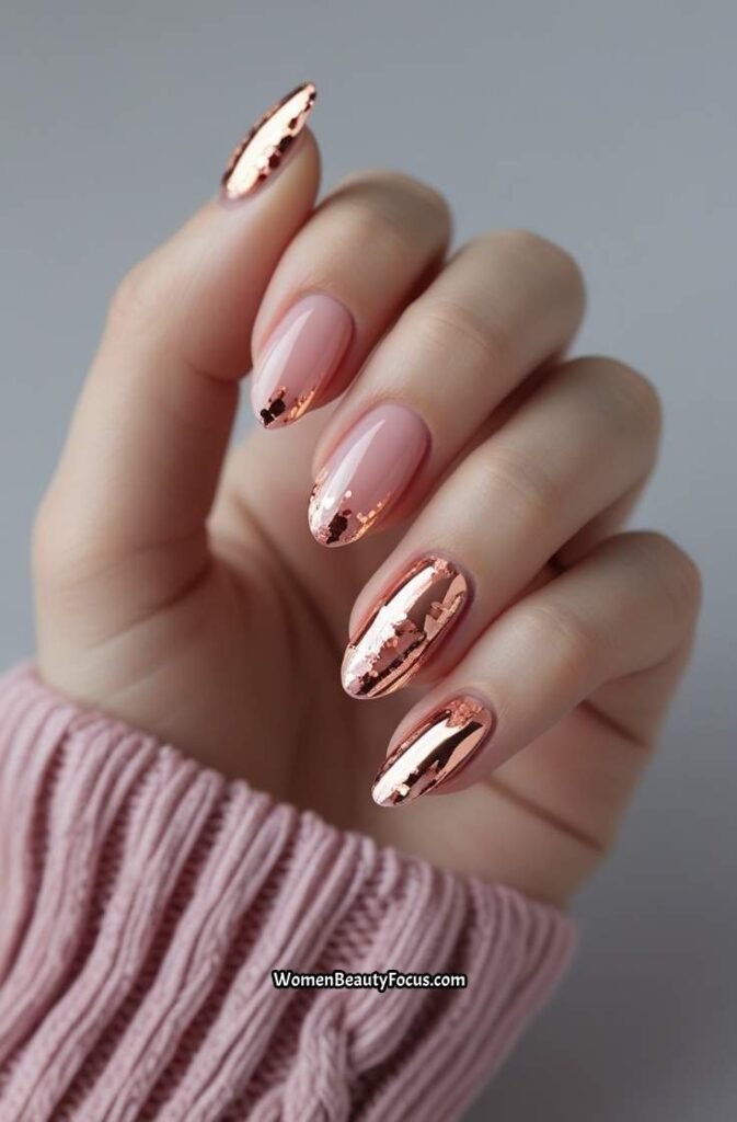 10. Rose Gold Foil on Sheer Pink