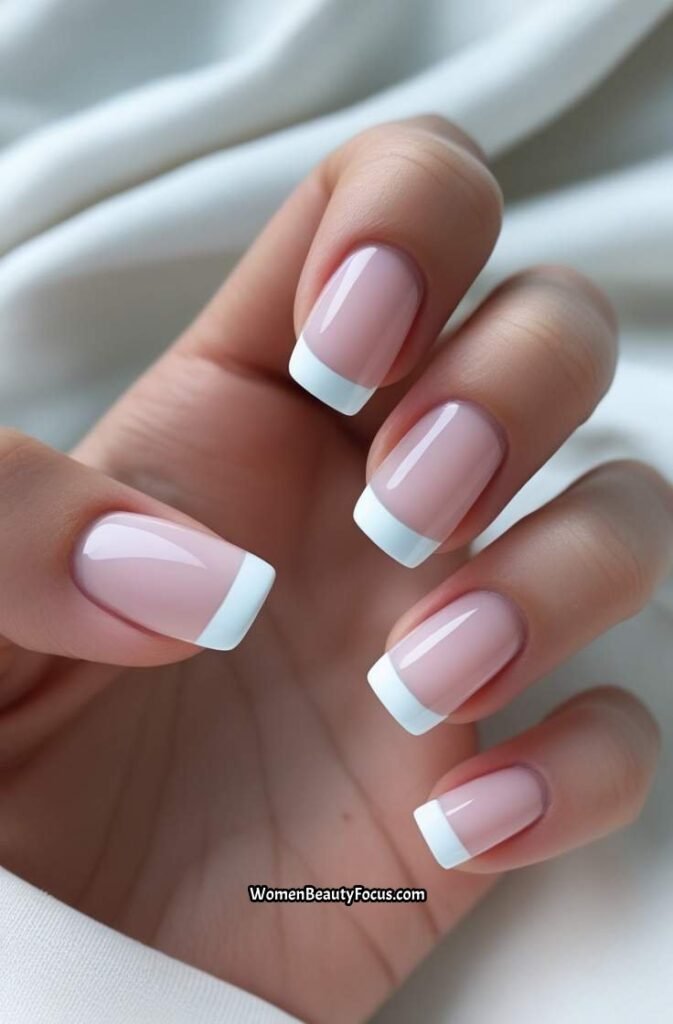 10. Simple White French Tip Nails