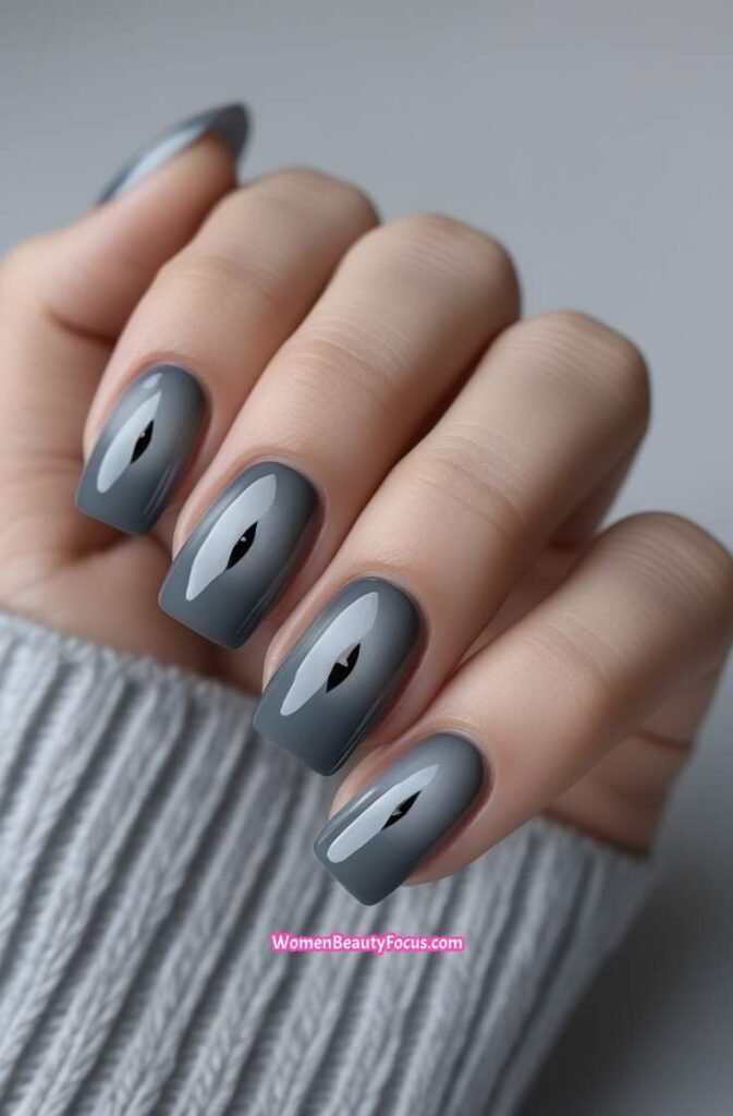 10. Smoky Grey Cat Eye Nails