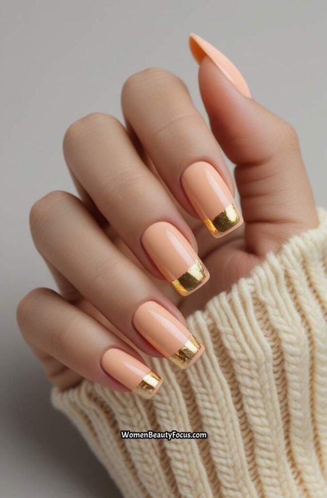 10. Soft Peach with Gold Foil Highlights