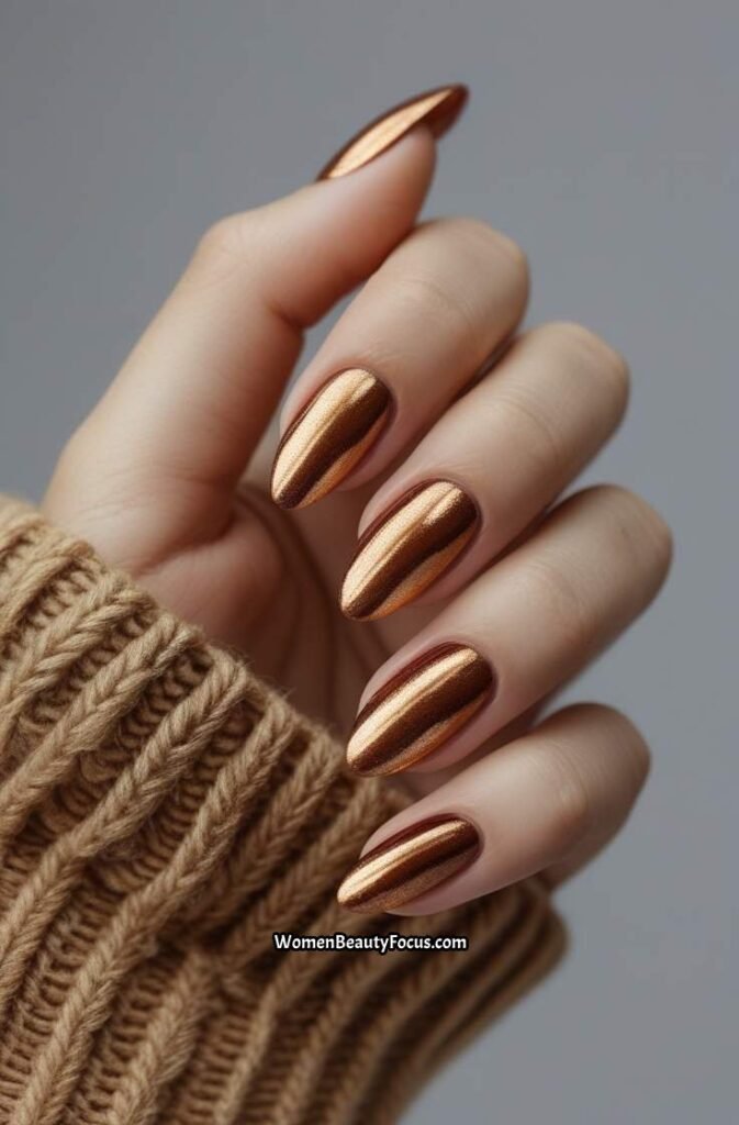 10. Velvet Bronze Cat Eye Nails