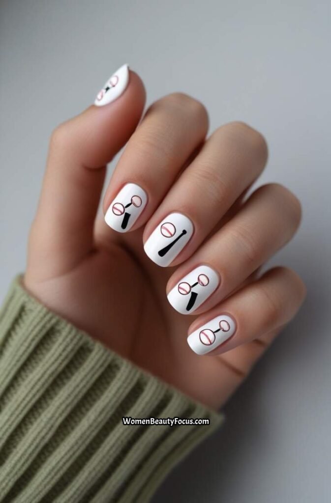 11. Baseball Icon Nail Art