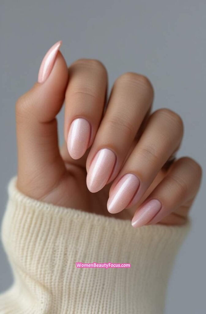 11. Blush Nails with Subtle Shimmer