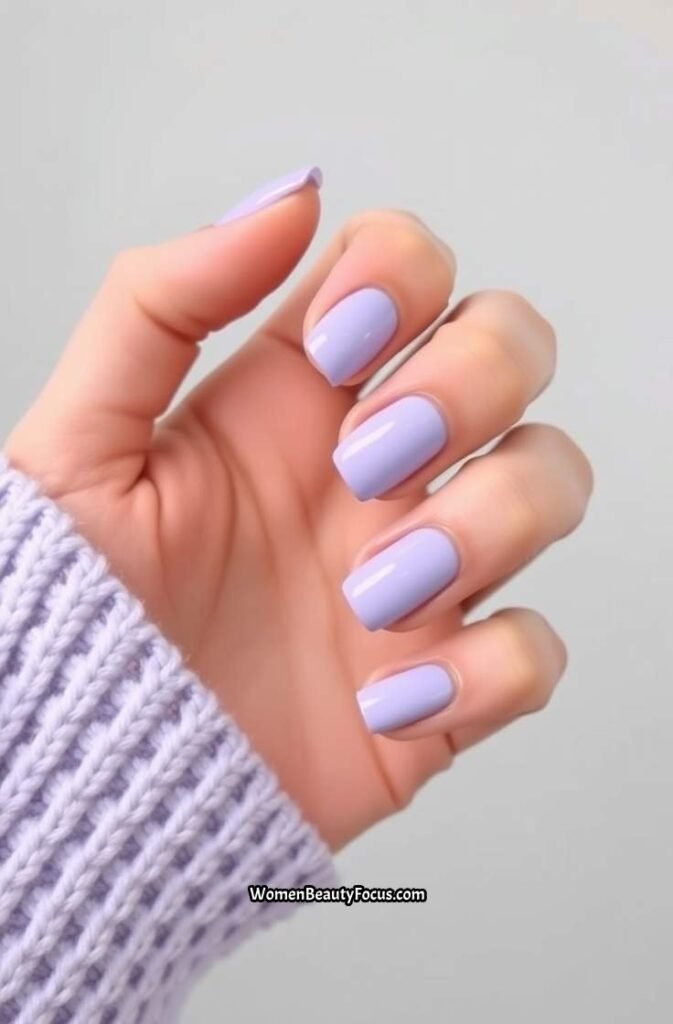 11. Glossy Lavender Short Nails