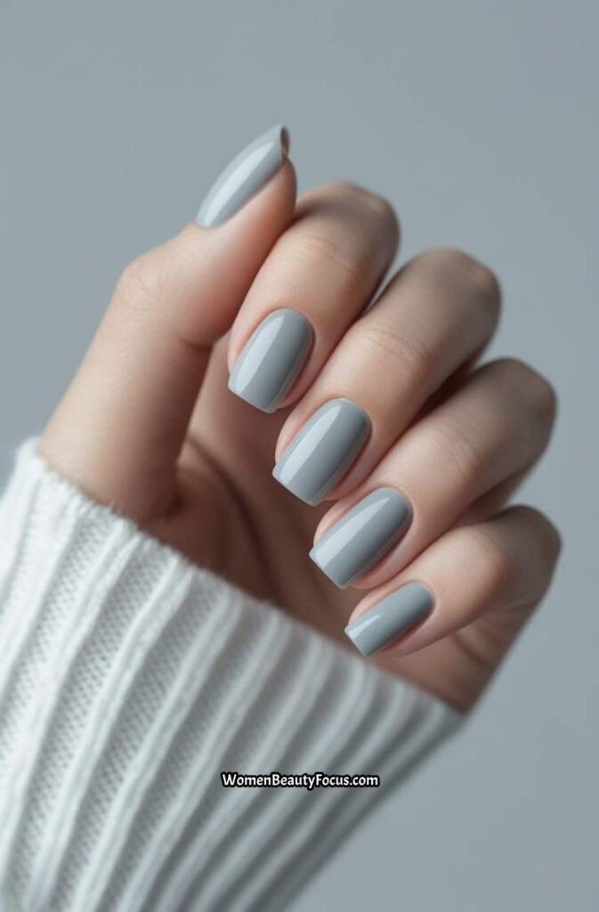 11. Light Grey Short Nails