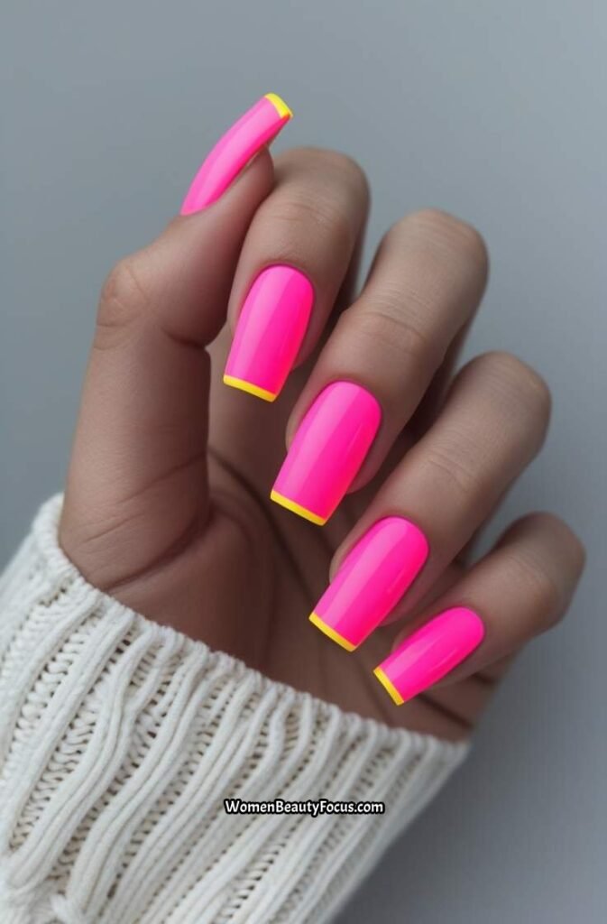 11. Pink Neon French Tips