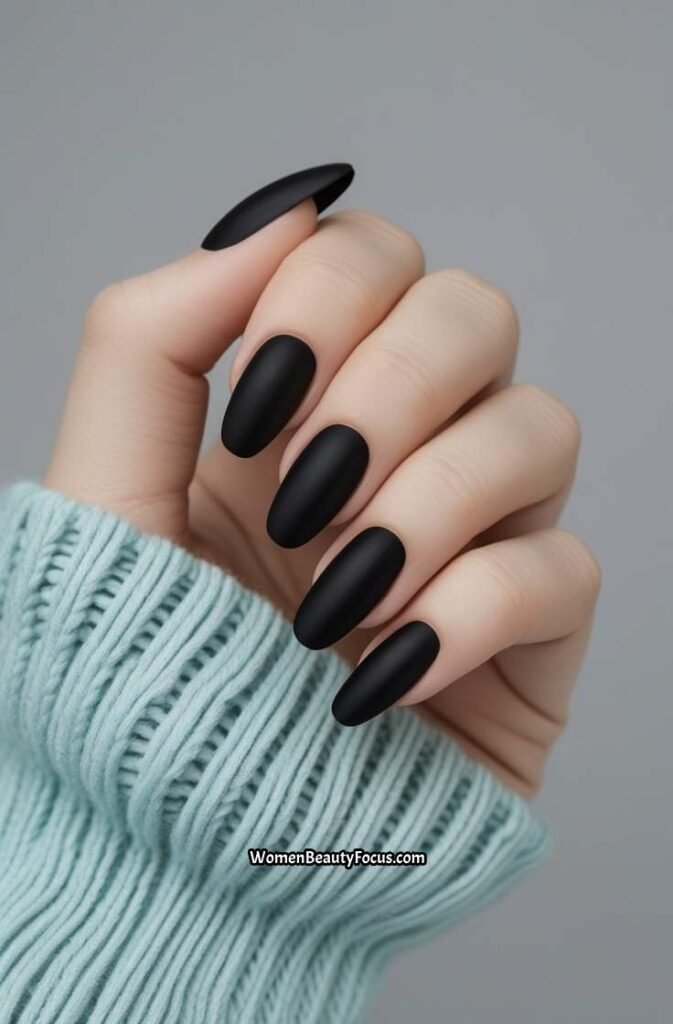 12. Black French Tips with Matte Base