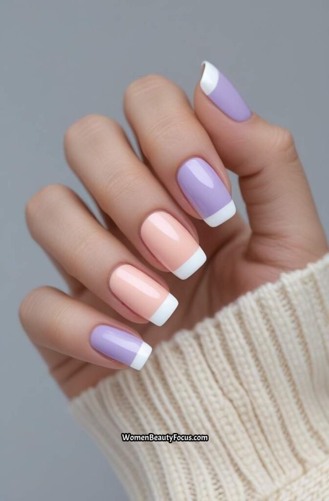12. French Tip Nails with a Twist