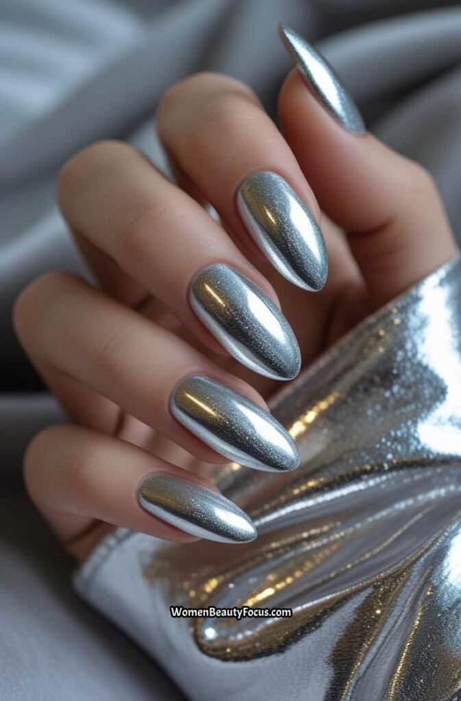 12. Metallic Silver Nails