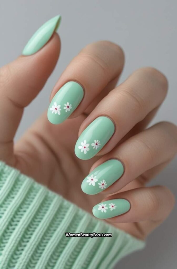 12. Mint Green with Floral Accents