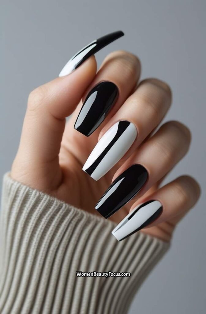 12. Negative Space Monochrome Nails
