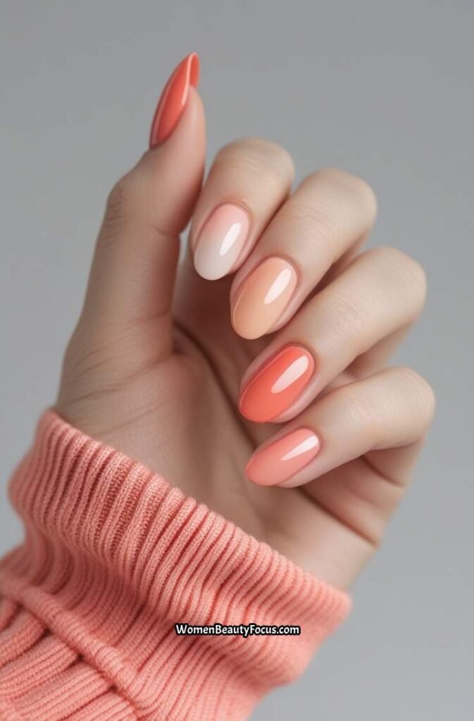 12. Soft Coral Gradient Nails
