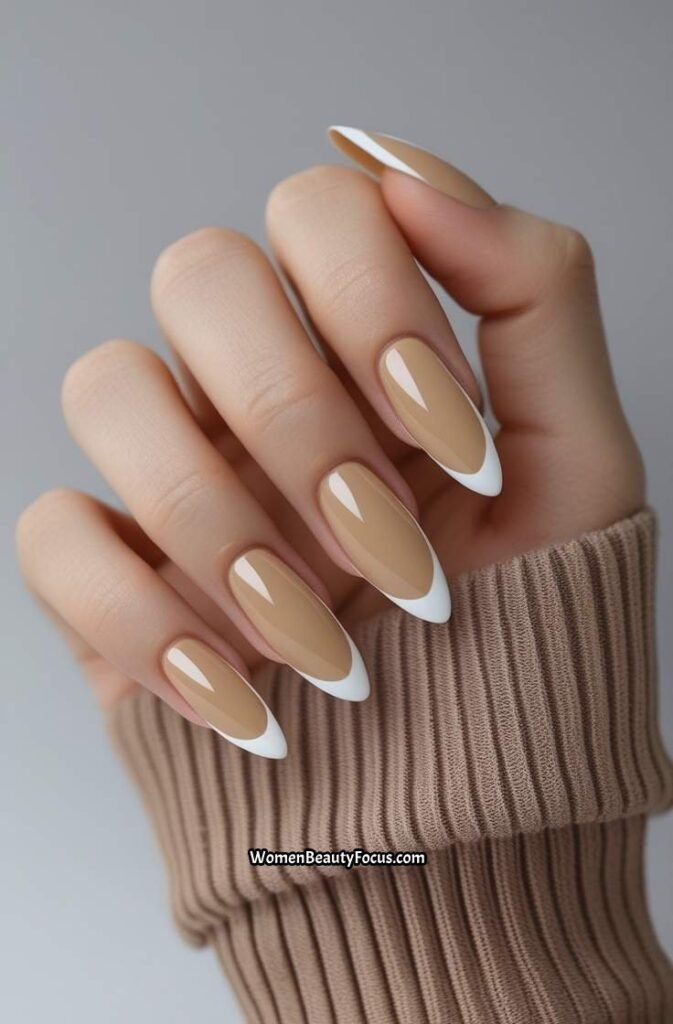 13. Beige Gel Nails with Micro French Tips