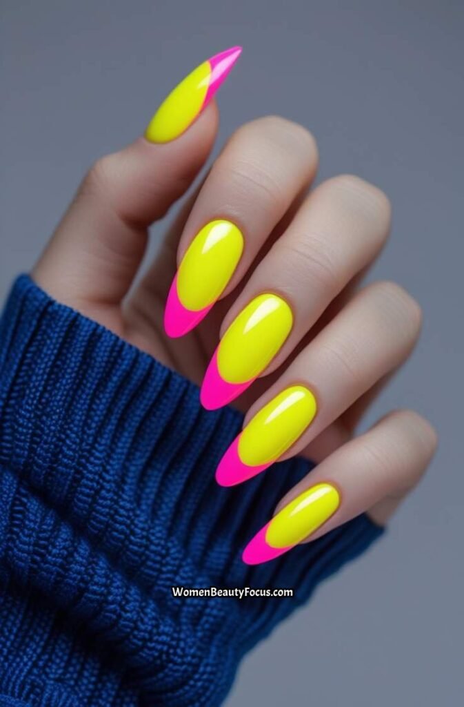 13. Bright Yellow with Neon Pink Tips
