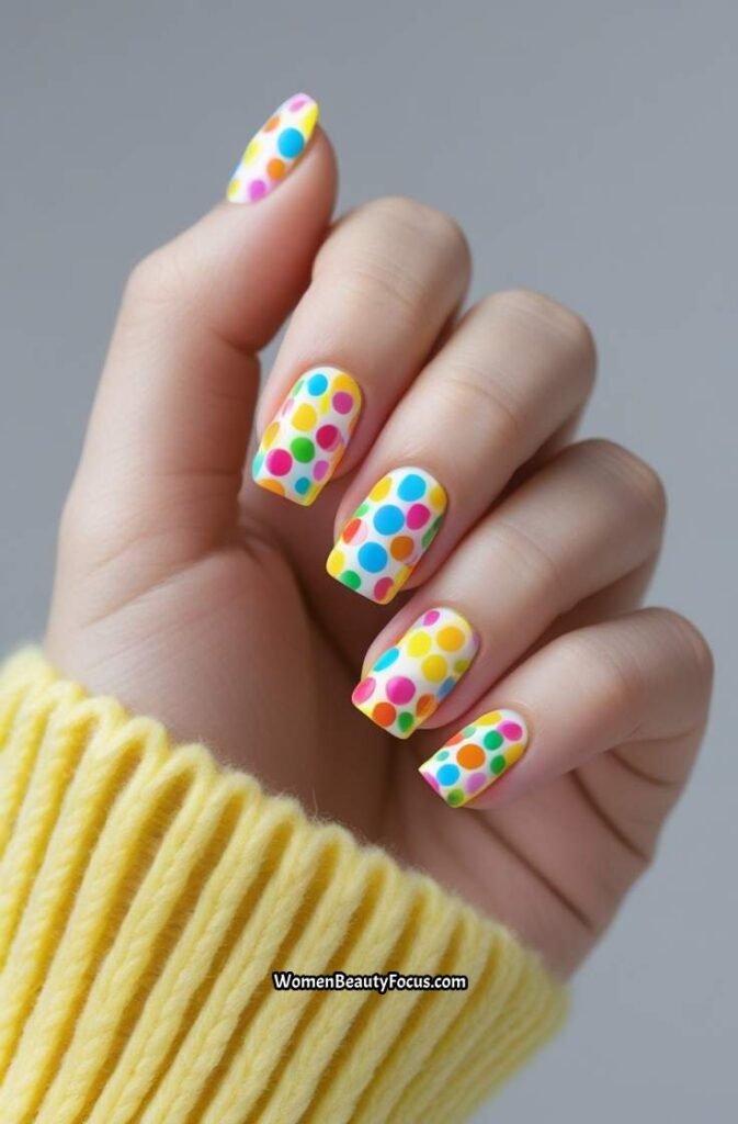 13. Colorful Dotted Nails
